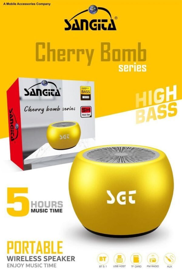 SANGITA Cherry Bomb series HIGH BASS 5 HOURS MUSIC TIME PORTABLE WIRELESS SPEAKER ENJOY MUSIC TIME