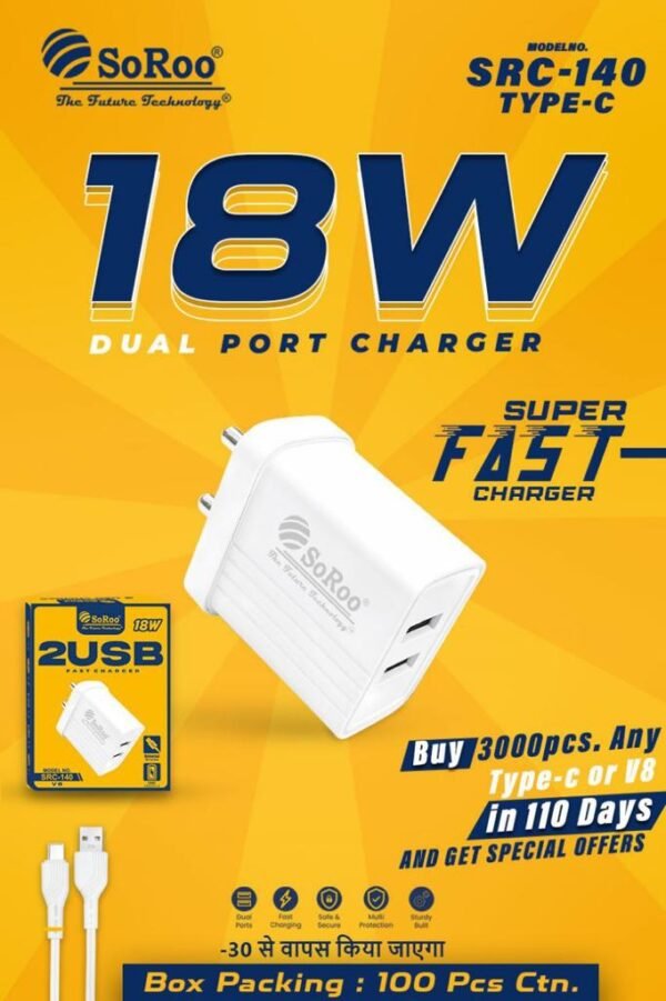 SoRoo 18W SUPER FAST- CHARGER (V8)