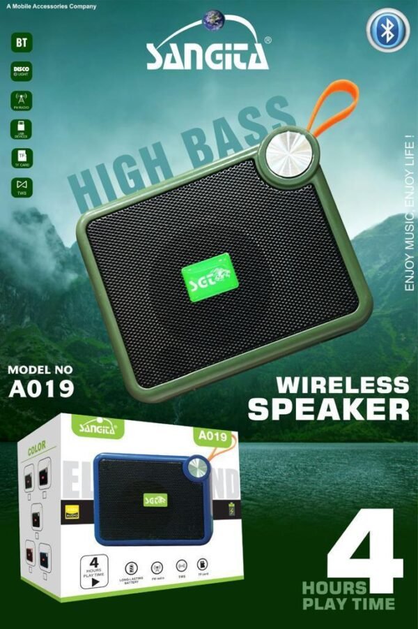 SANGITA HIGH BASS WIRELESS SPEAKER 4 HOURS PLAY TIME ENJOY MUSIC, ENJOY LIFE!