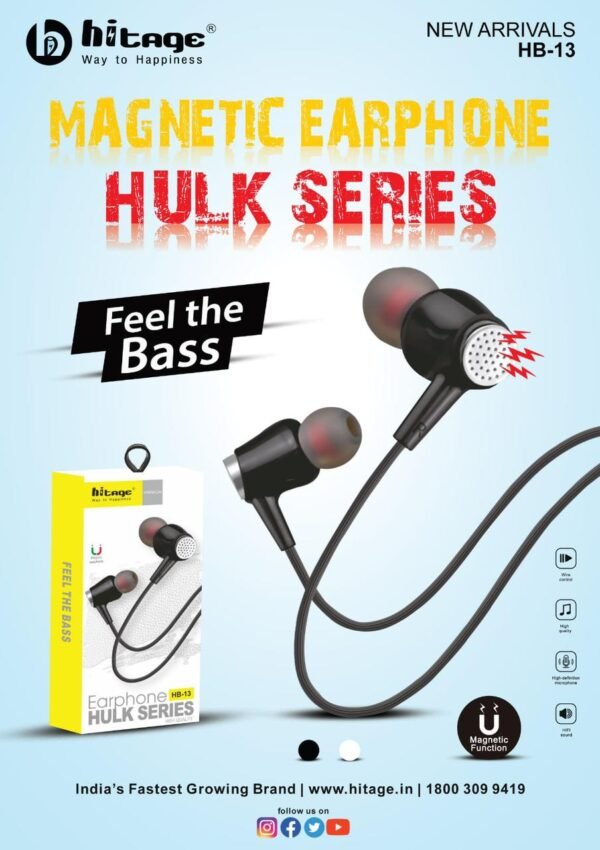 Hitage MAGNETIC EARPHONE,HULK SERIES