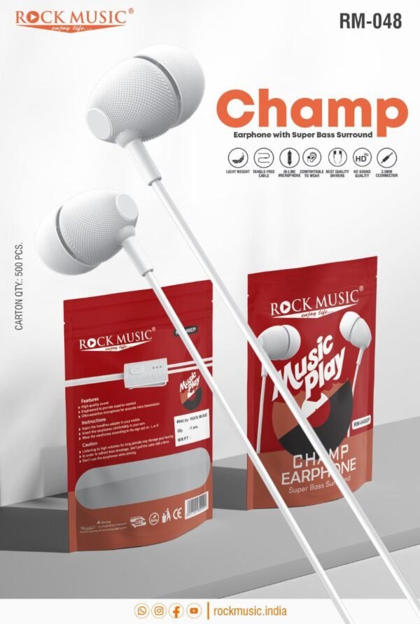 ROCK MUSIC   CHAMP EARPHONE